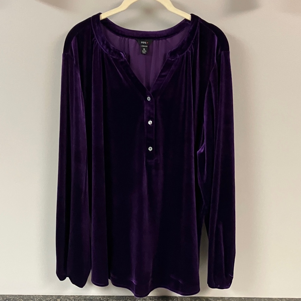 intro ❤️ purple velour shirt xl 16